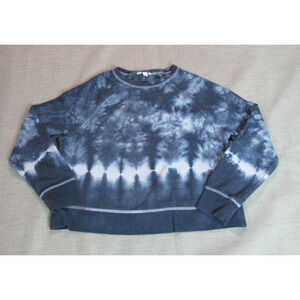 Joy Lab Sweatshirt Womens S Blue White Tie Dye Long Sleeve Boho Hippie Beachy